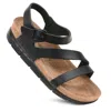 Aerothotic - Ares Comfortable Memory Foam Leather Platform Sandals With Arch Support In Black