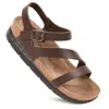 Aerothotic - Ares Comfortable Memory Foam Leather Platform Sandals With Arch Support In Brown