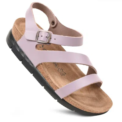 Aerothotic - Ares Comfortable Memory Foam Leather Platform Sandals With Arch Support In Purple