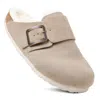Aerothotic - Atlas Fur Genuine Leather Fur Lined Clogs For Women With Arch Support In Grey