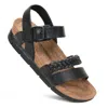 Aerothotic - Quinn Comfortable Braided Leather Platform Sandals With Arch Support In Black