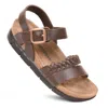 Aerothotic - Quinn Comfortable Braided Leather Platform Sandals With Arch Support In Brown