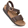 Aerothotic - Serena Double Strappy Open Toe Comfortable Leather Platform Sandals In Brown