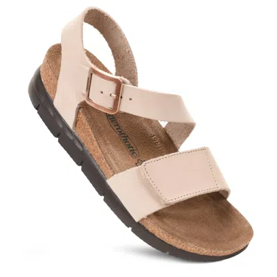 Aerothotic - Serena Double Strappy Open Toe Comfortable Leather Platform Sandals In White