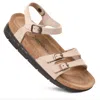 Aerothotic - Whitney Open Toe Genuine Leather Platform Sandals With Adjustable Ankle Strap In White