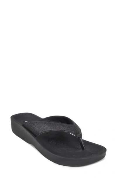 Aerothotic Crystal Mist Flip Flop In Black