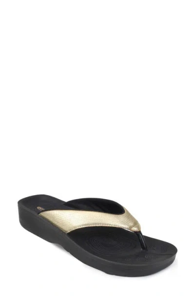 Aerothotic Meira Flip Flop In Gold