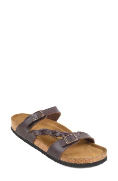 Aerothotic Viking Faux Leather Slide Sandal In Brown