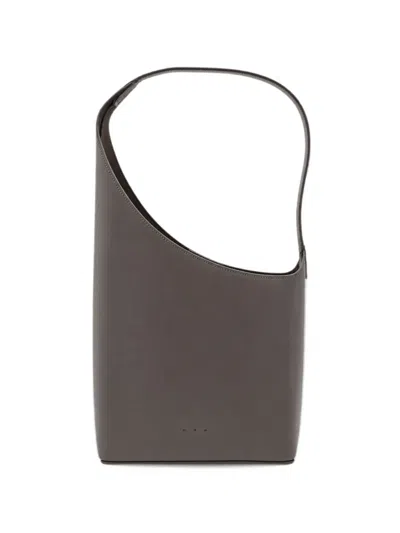 Aesther Ekme Asymmetric Leather Shoulder Bag In Gray