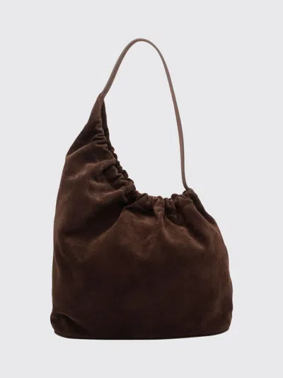 Aesther Ekme Asymmetrical Ruched Calfskin Shoulder Bag In Brown