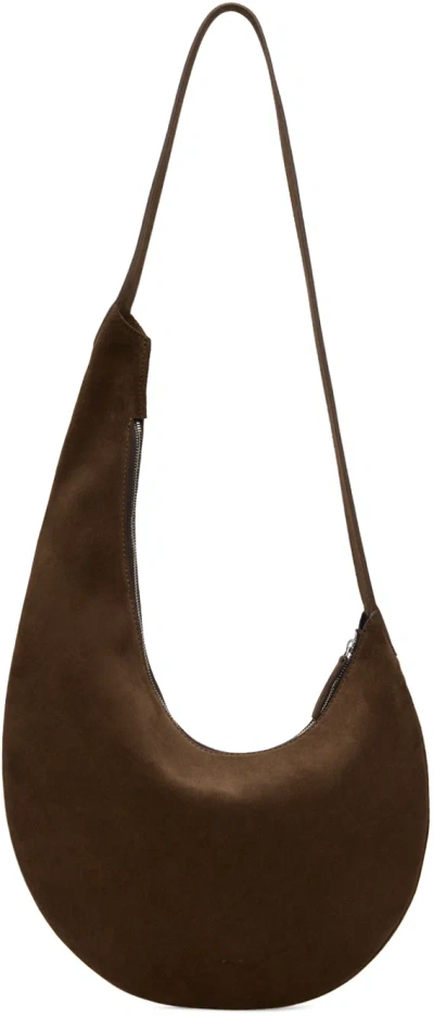Aesther Ekme Brown Lune Bag In 171 Suede Chocolate
