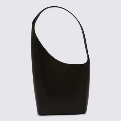 Aesther Ekme Dark Brown Leather Demi Lune Shoulder Bag In Black
