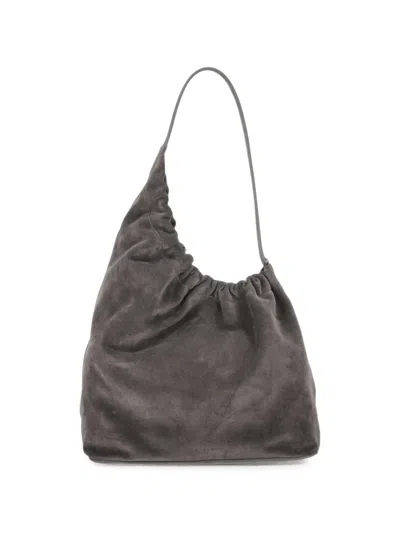 Aesther Ekme Demi Lune Cloud Gathered Suede Tote Bag In Gray