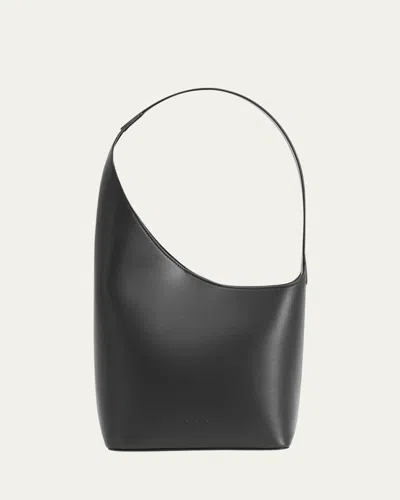Aesther Ekme Demi Lune Smooth Calfskin Shoulder Bag In 101 Black