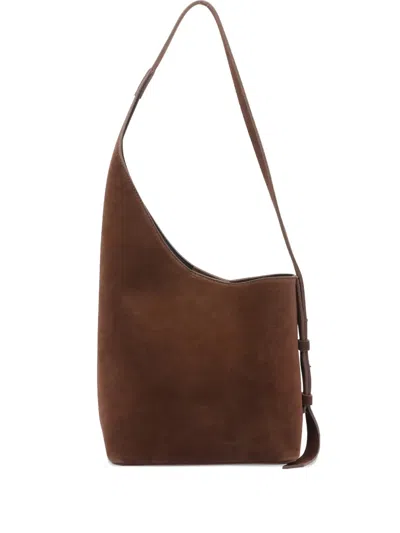 AESTHER EKME DEMI-LUNE SUEDE SHOULDER BAG