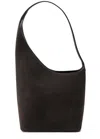 Aesther Ekme Denim Lune Suede Top Handle Bag In Chocolate