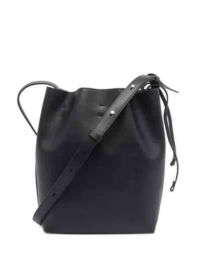 Aesther Ekme Drawstring Leather Bucket Bag In Black