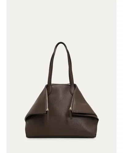 Aesther Ekme Fold Grain Leather Geometric Tote Bag In Tobacco