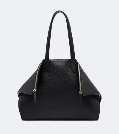 Aesther Ekme Fold Large Leather Shoulder Bag In Black