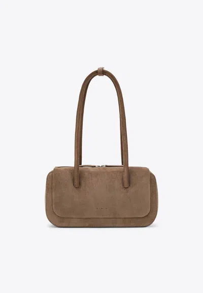 Aesther Ekme Lagun Bowling Suede Top Handle Bag In Sand