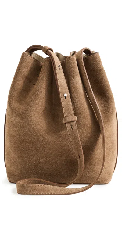 Aesther Ekme Marin Supple Medium Bucket Bag 237 Suede Date In Brown
