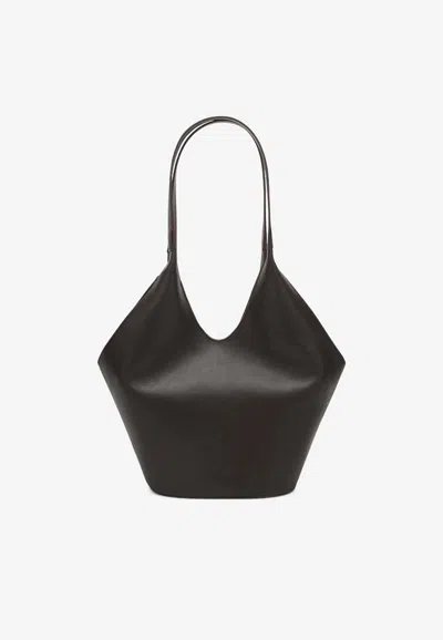 Aesther Ekme Black Leather Phantom Bucket Bag In Dark Brown