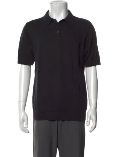 Pre-owned Aether Collar Short Sleeve Polo Shirt In Black