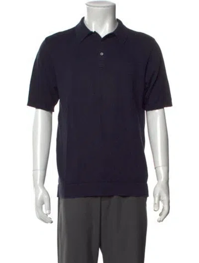 Pre-owned Aether Collar Short Sleeve Polo Shirt In Blue