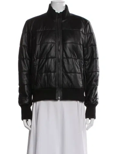 Pre-owned Aether Lamb Leather Bomber Jacket In Black