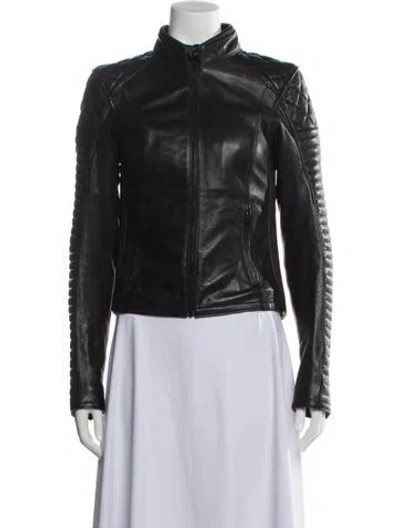 Pre-owned Aether Leather Biker Jacket In Gray