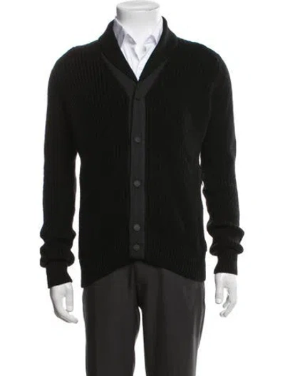 Pre-owned Aether Merino Wool Collar Cardigan In Black