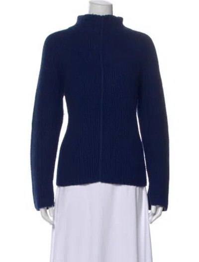 Pre-owned Aether Merino Wool Mock Neck Sweater In Blue