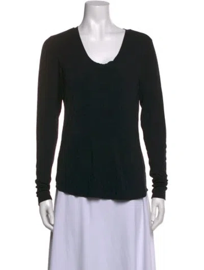 Pre-owned Aether Scoop Neck Long Sleeve Top In Black