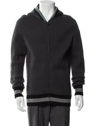 Pre-owned Aether Striped Crew Neck Hoodie In Gray