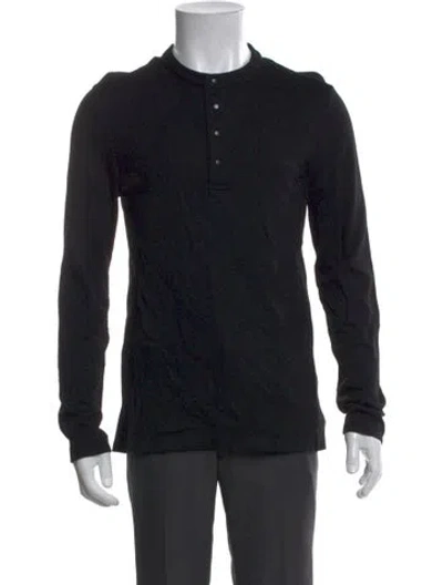 Pre-owned Aether Wool Mock Neck Henley In Blue