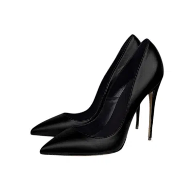 Aethra Shoes Women's Aesi Black Leather Pointed Toe Stiletto Pumps