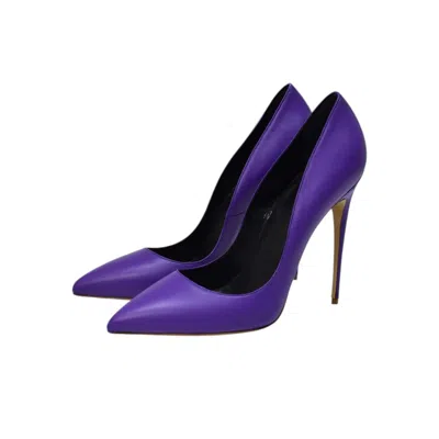 Aethra Shoes Women's Aesi Purple Leather Pointed Toe Stiletto Pumps