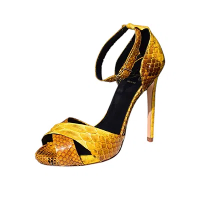 Aethra Shoes Women's Aetis Ankle Strap Sandal Stiletto Heels In Yellow