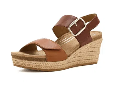 Aetrex Ashley Adjustable Wedge Sandals In Brown
