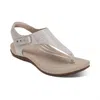 Aetrex Ellie Adjustable Quarter Strap Sandal In Grey In Grey