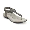 Aetrex Jade Sandal Women's Gray Round Toe Adjustable Slingback Zogg740 In Gray