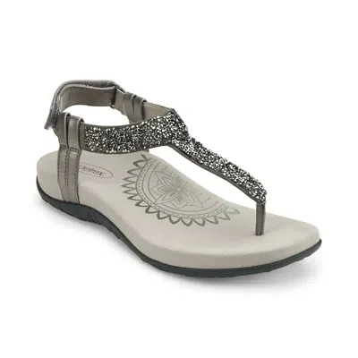 Aetrex Jade Sandal Women's Gray Round Toe Adjustable Slingback Zogg740
