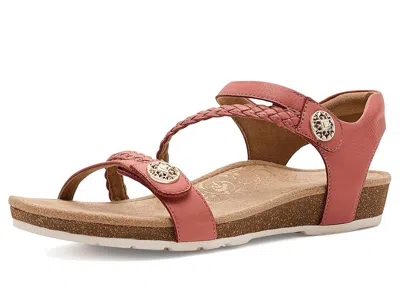 Aetrex Jillian Braided Quarter Strap Sandals In Pink
