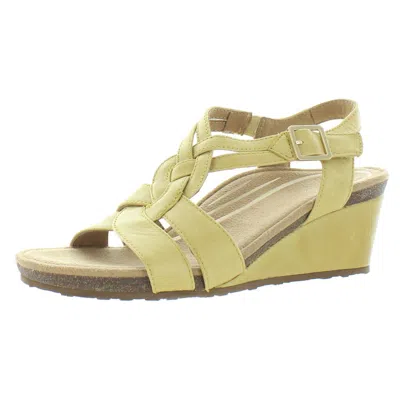 Aetrex Keira Womens Leather Strappy Wedges In Yellow