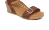 Aetrex Lexa Quarter Strap Wedge Sandal In Walnut In Multi