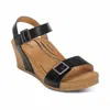 Aetrex Lexa Wedge Sandal In Black Leather