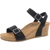 Aetrex Lexa Womens Leather Slingback Ankle Strap In Black Nubuck Leather