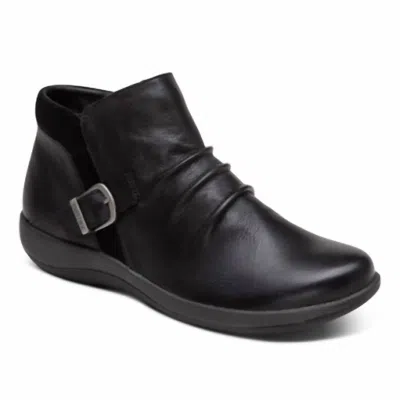 Aetrex Kailey Womens Leather Pintuck Booties In Black