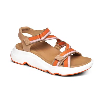 Aetrex Marz Adjustable Sport Sandal In Camel In Brown