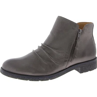 Aetrex Mila Womens Leather Block Heel Ankle Boots In Grey